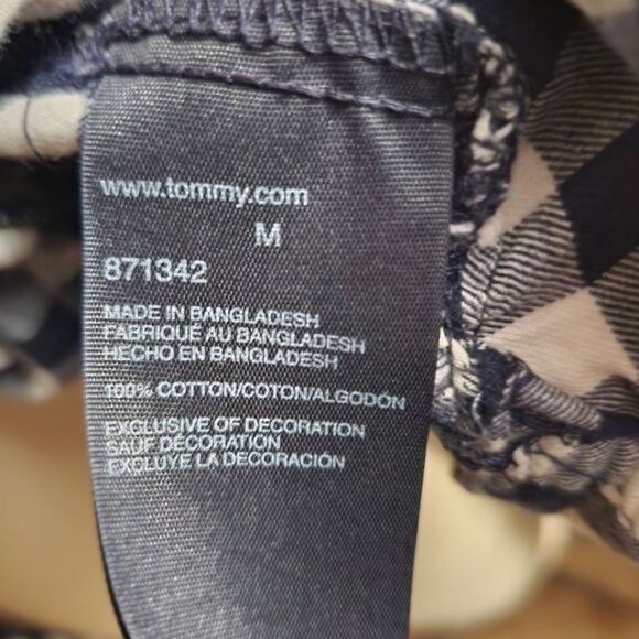 Tommy Hilfiger Medium Checkered Plaid Blue White Button Down Shirt - Picture 4 of 4